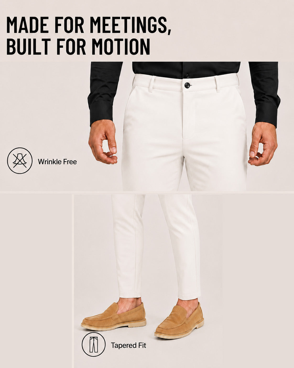 Ivory Cream- Power Stretch All Mode Pants