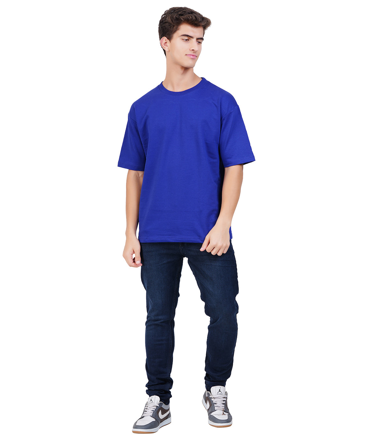 Oversized 100% Cotton T-Shirt – Indigo | Deep Tone Casual Classic