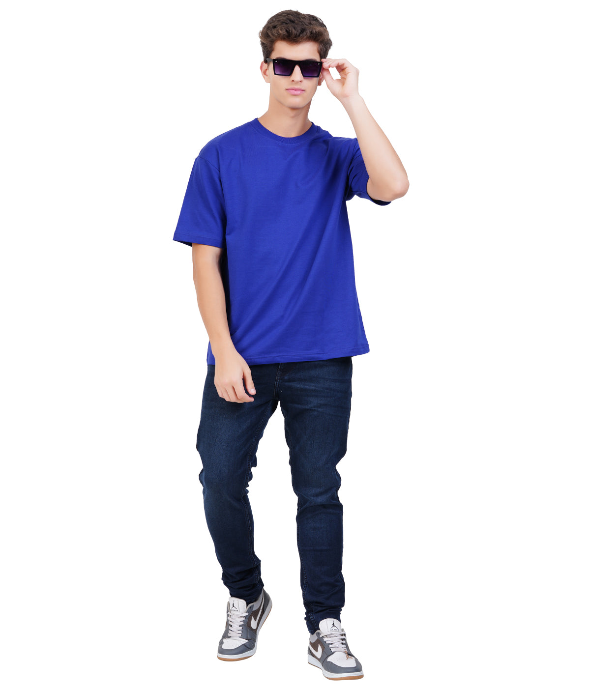 Oversized 100% Cotton T-Shirt – Indigo | Deep Tone Casual Classic