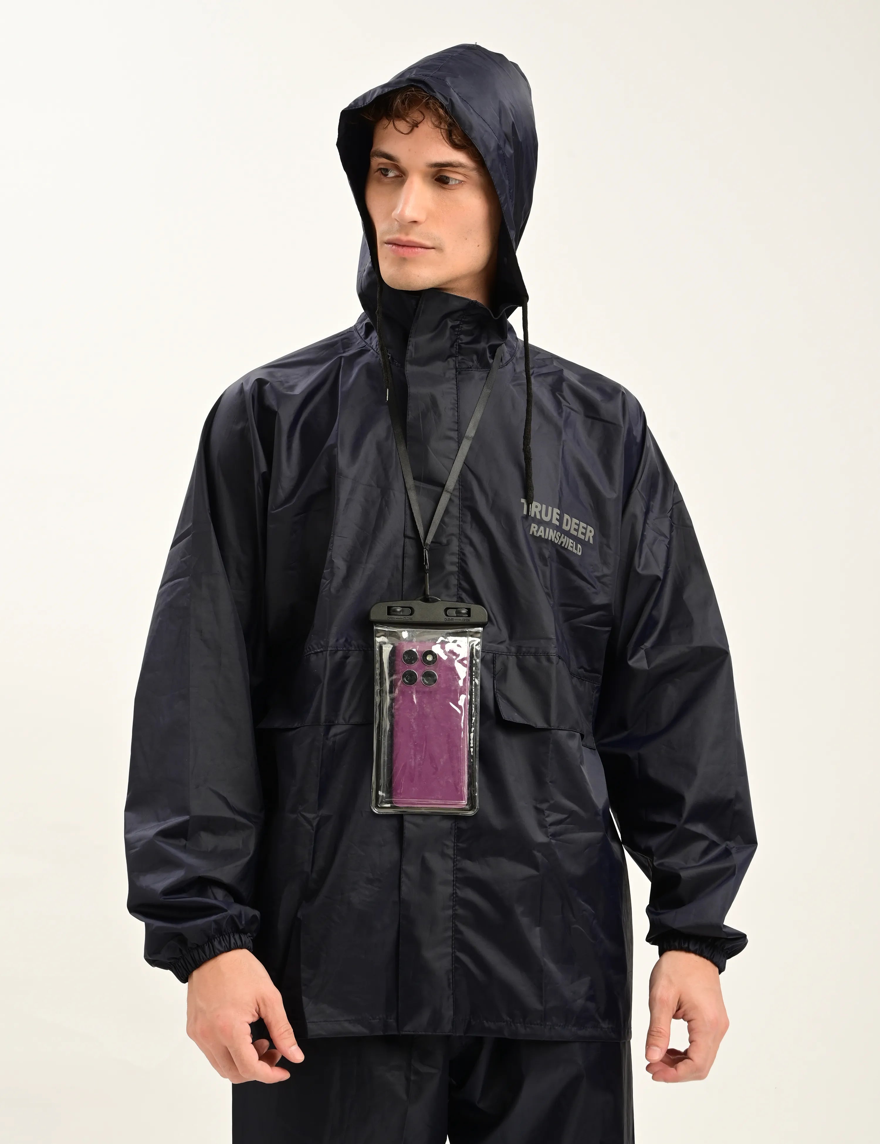 Navy - RainShield Jacket & Pant | Complimentary Waterproof Mobile Pouch