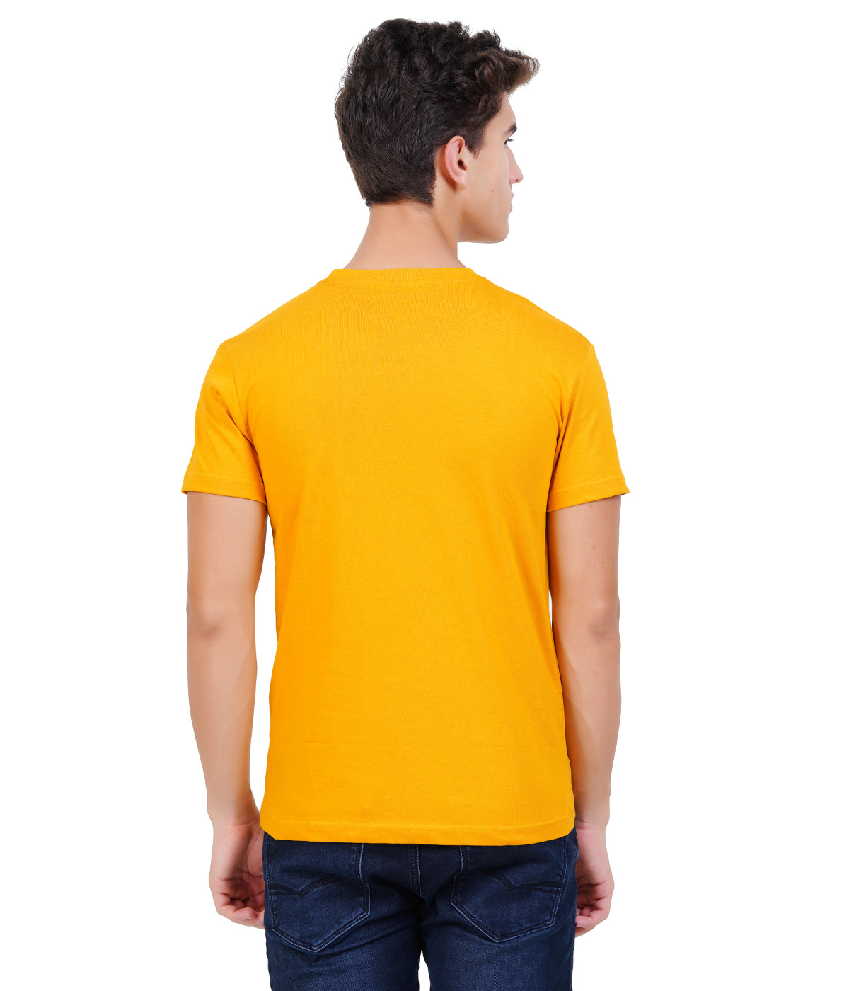 Mustard Round Neck T-Shirt | 100% Cotton | Bio Wash Single Jersey | Regular Fit