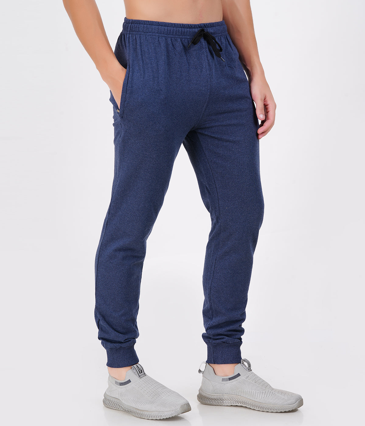 Navy Melange Slim Fit Recycled Cotton Joggers for Men