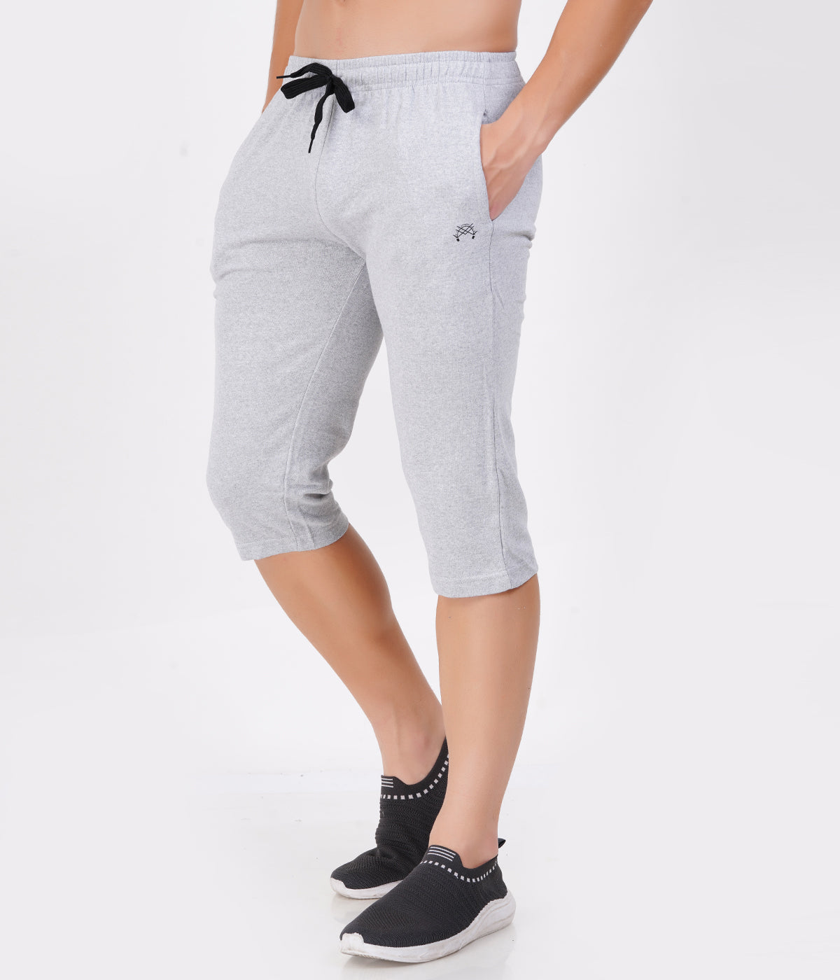 Navy Melange 3/4th Shorts – Textured Comfort, Modern Look
