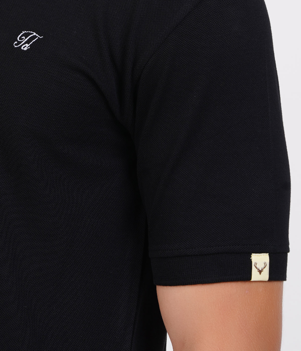 Men’s 100% Cotton Collar T-Shirt – Bio Wash Airtex, Regular Fit (Dark Black)