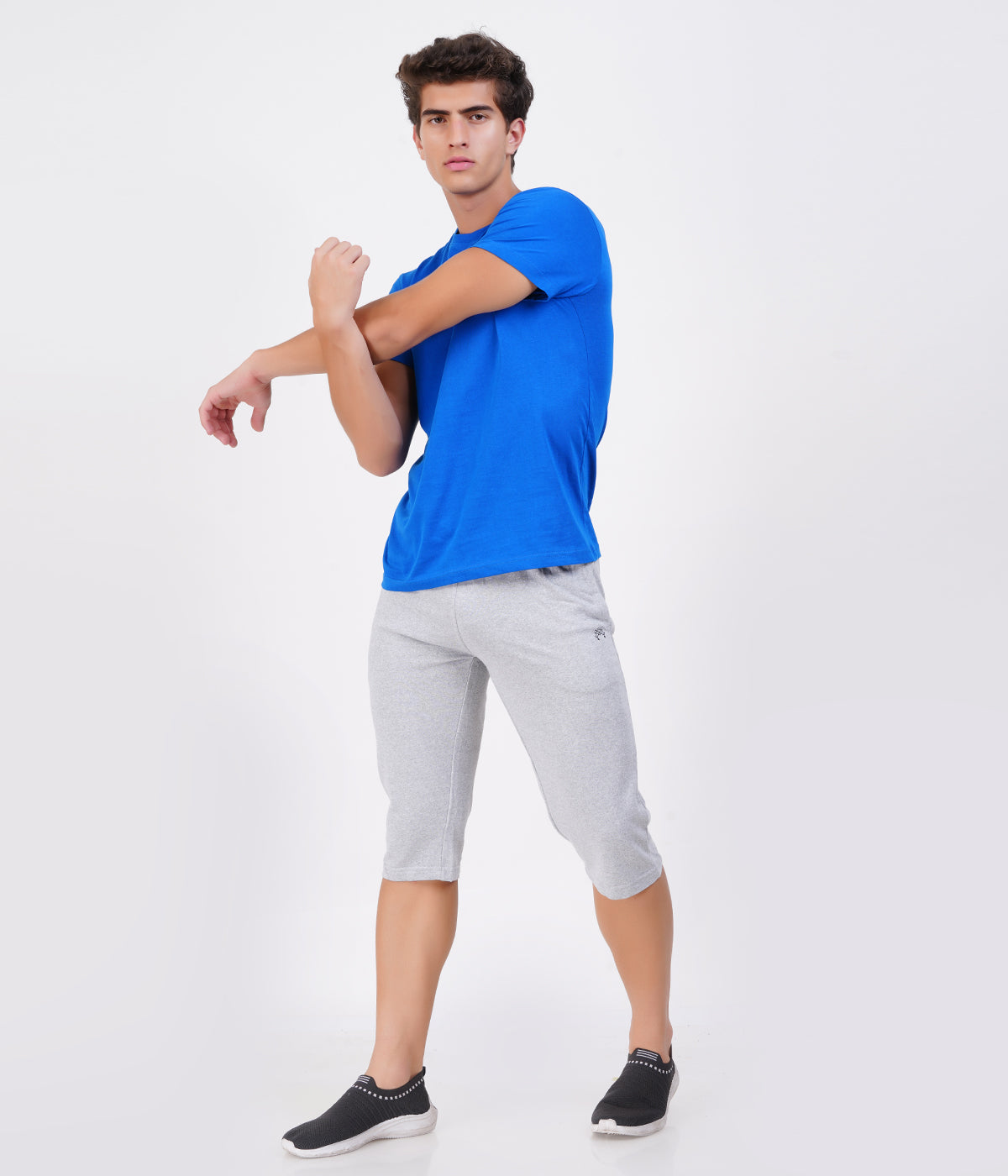 Navy Melange 3/4th Shorts – Textured Comfort, Modern Look