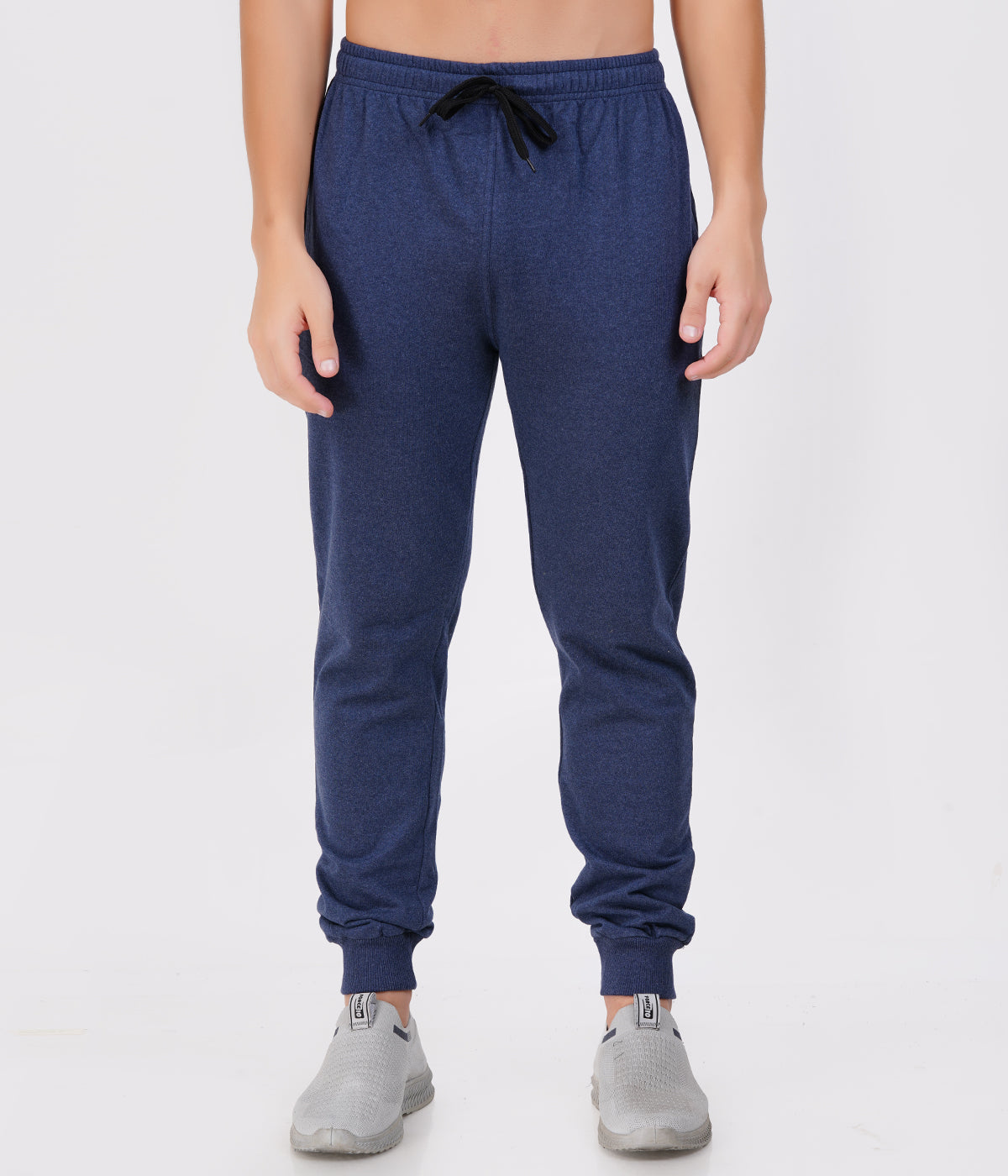 Navy Melange Slim Fit Recycled Cotton Joggers for Men