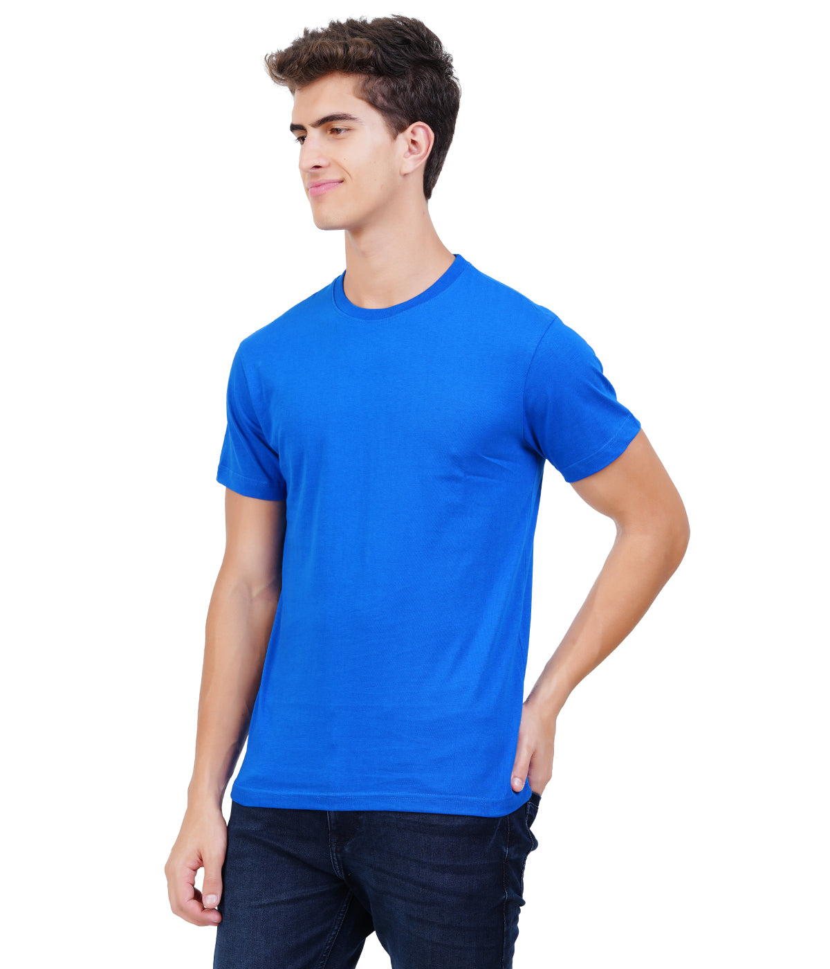 Royal Blue Round Neck T-Shirt | 100% Cotton | Bio Wash Single Jersey | Regular Fit