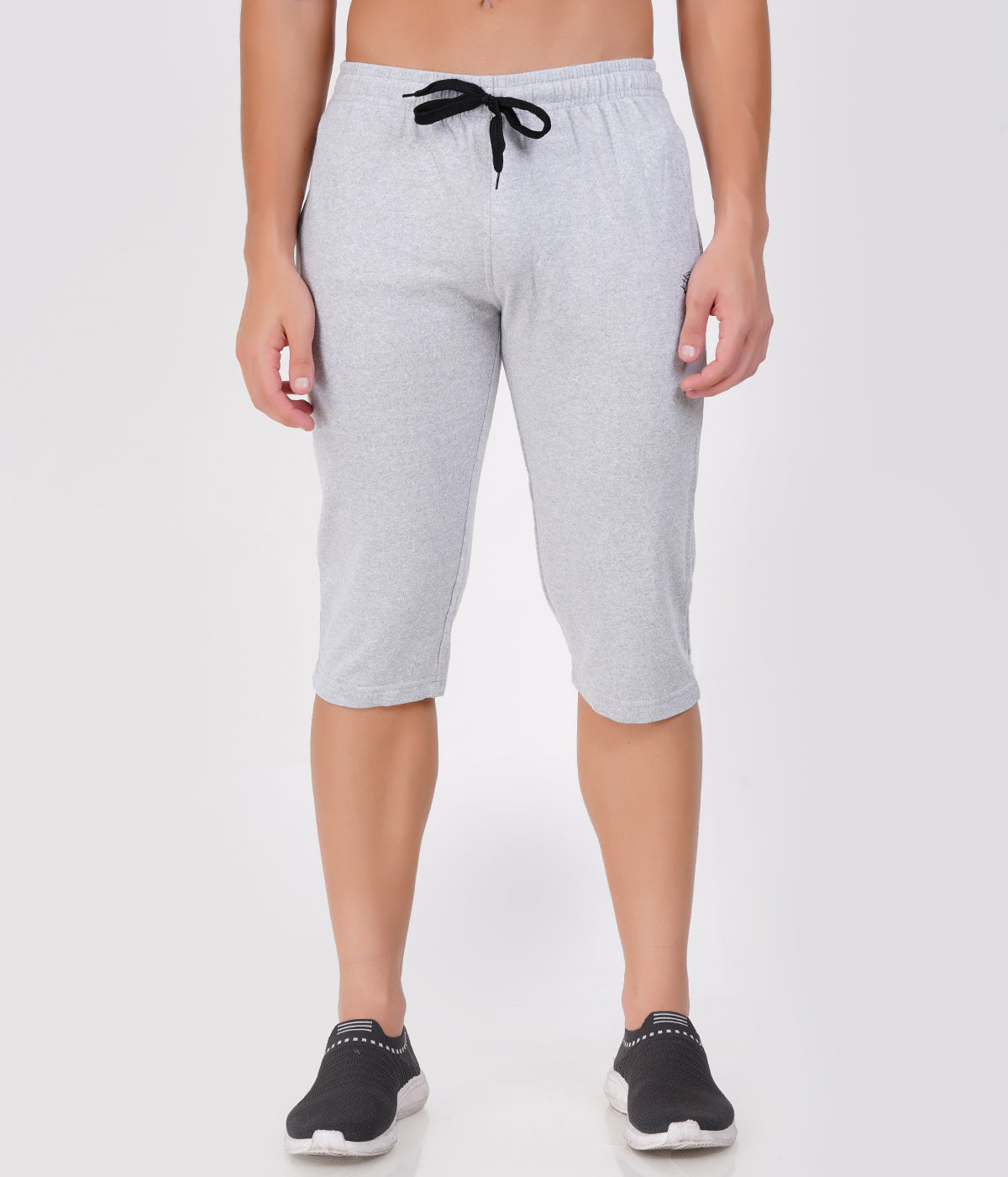 Navy Melange 3/4th Shorts – Textured Comfort, Modern Look