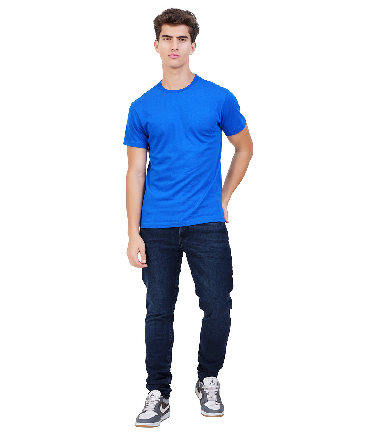 Royal Blue Round Neck T-Shirt | 100% Cotton | Bio Wash Single Jersey | Regular Fit