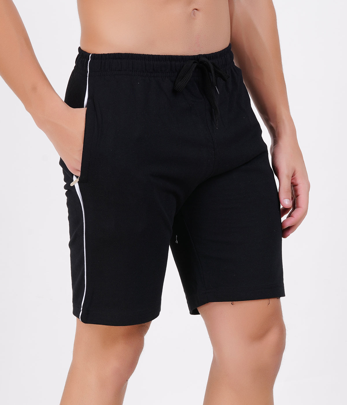 Men’s Black Basic Piping Shorts | 100% Recycled Cotton | Everyday Essential