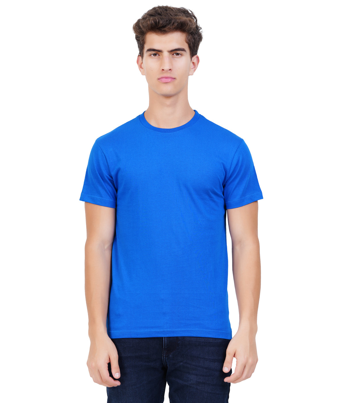 Royal Blue Round Neck T-Shirt | 100% Cotton | Bio Wash Single Jersey | Regular Fit