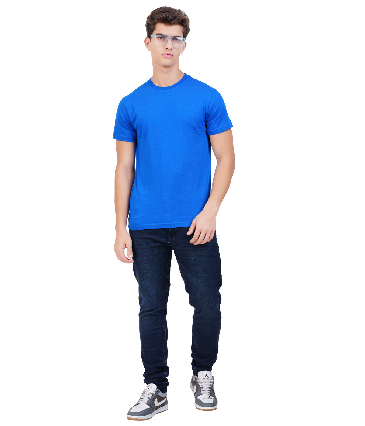 Royal Blue Round Neck T-Shirt | 100% Cotton | Bio Wash Single Jersey | Regular Fit
