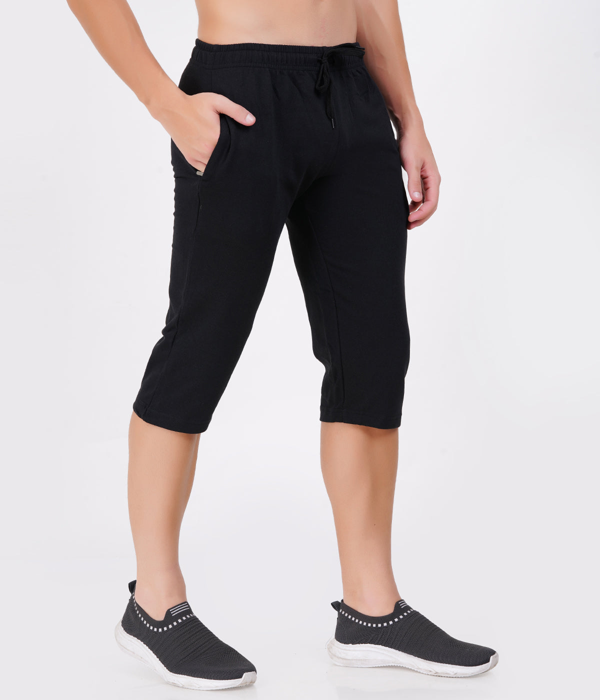 Black 3/4th Shorts – Bold, Sleek & Versatile