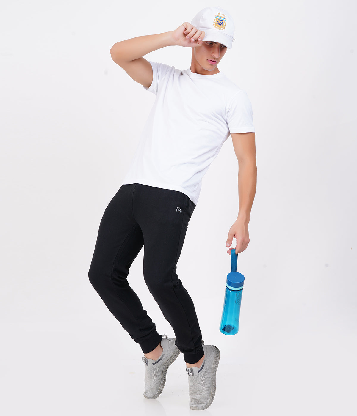 Black Slim Fit Recycled Cotton Joggers for Men