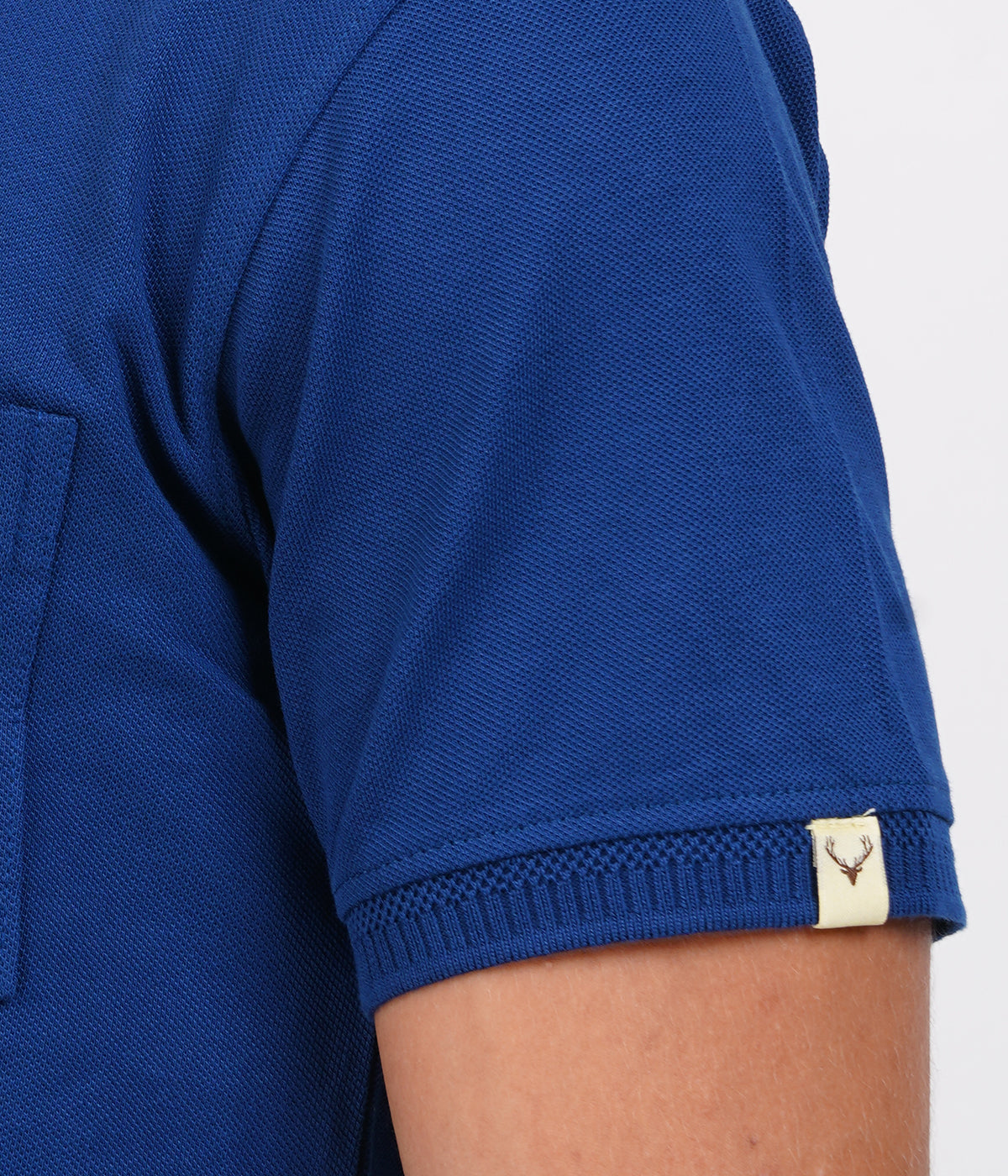 Men’s Navy Blue Cotton Collar T-Shirt with Pocket – Premium Bio-Wash Comfort