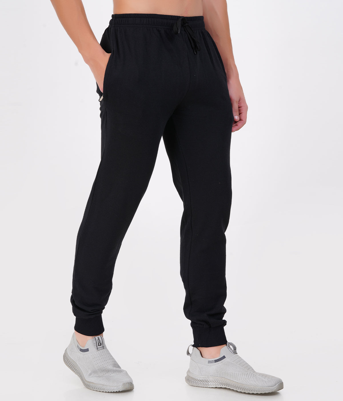 Black Slim Fit Recycled Cotton Joggers for Men
