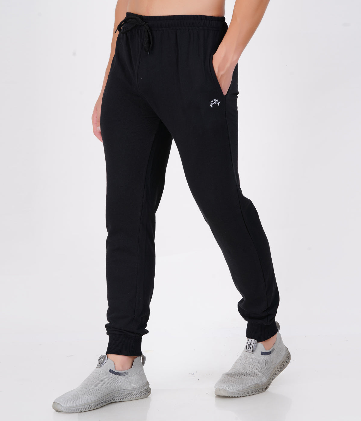 Black Slim Fit Recycled Cotton Joggers for Men