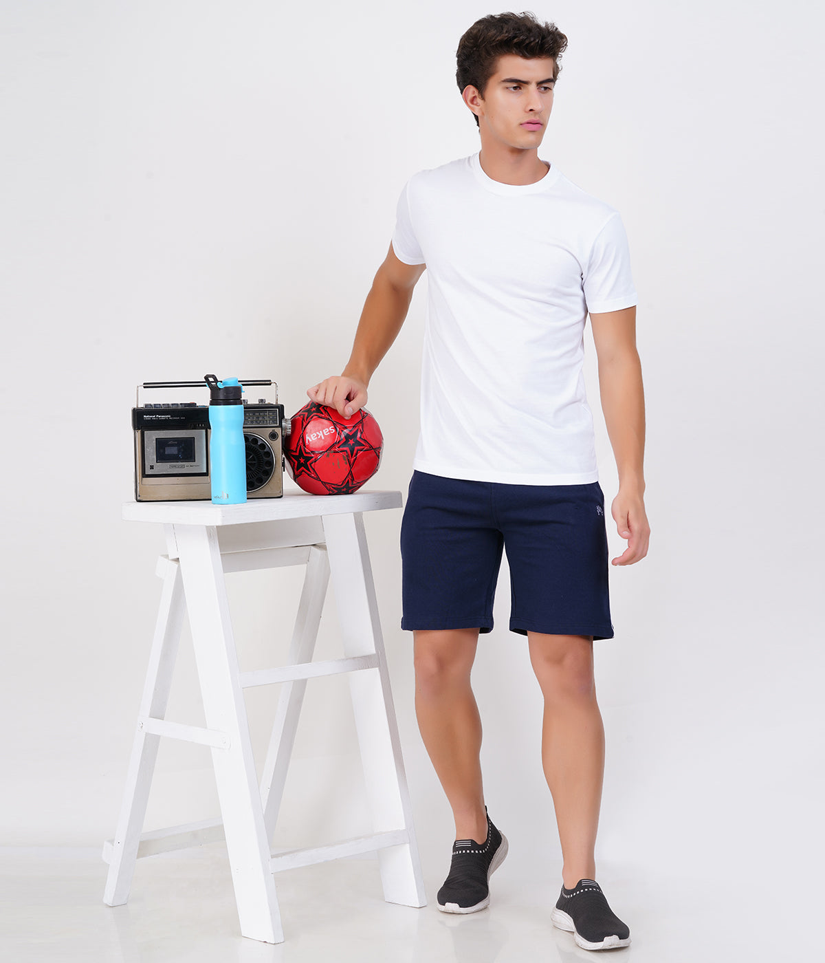 Men’s Navy Basic Piping Shorts | 100% Recycled Cotton | Comfort Fit Everyday Wear