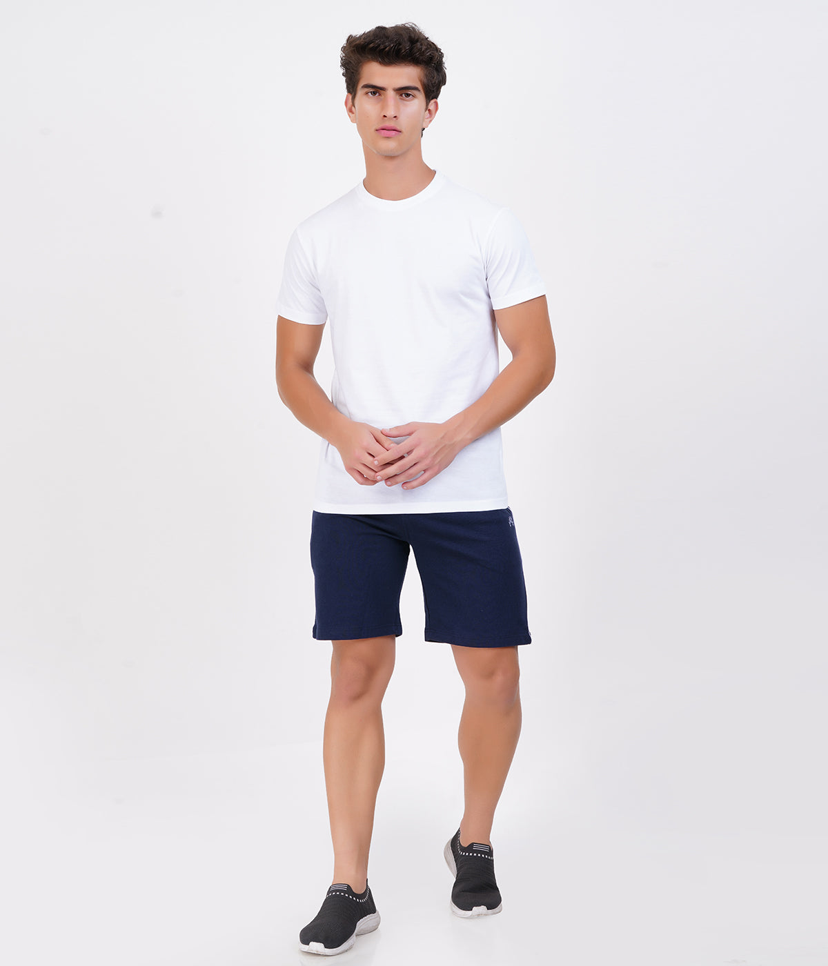 Men’s Navy Basic Piping Shorts | 100% Recycled Cotton | Comfort Fit Everyday Wear