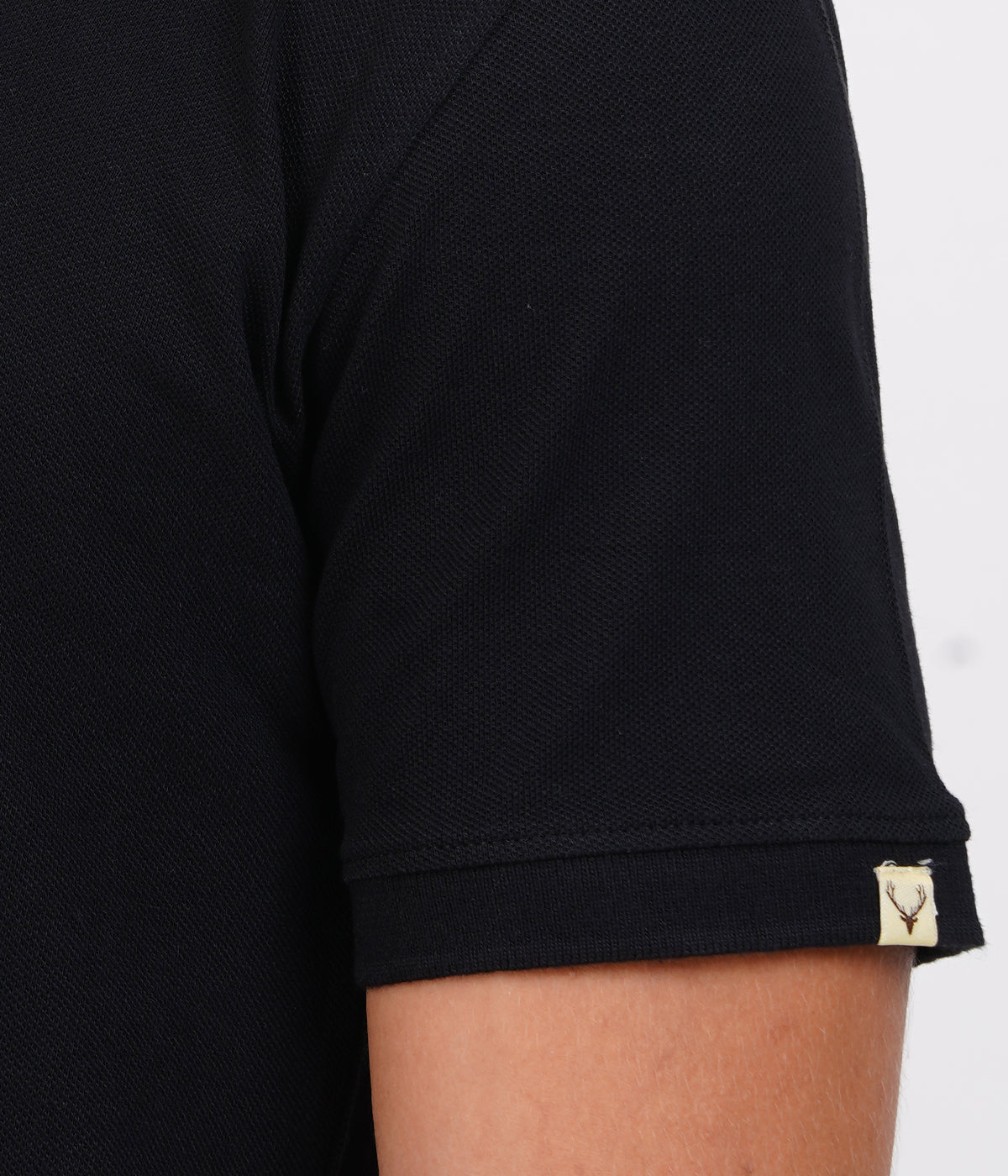 Men’s 100% Cotton Collar T-Shirt – Bio Wash Airtex, Regular Fit (Black)
