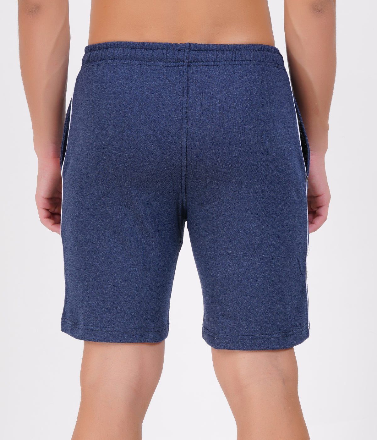 Men’s Navy Melange Basic Piping Shorts | 100% Recycled Cotton Loopknit Fabric