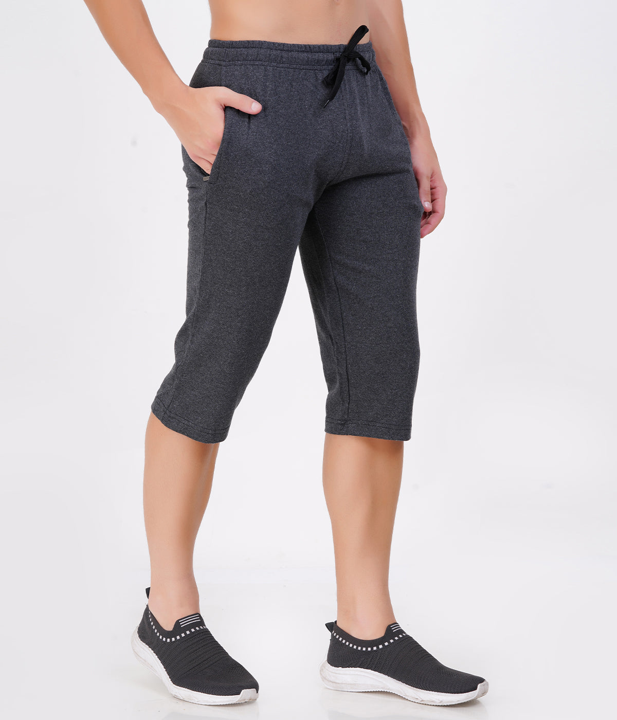Charcoal 3/4th Shorts – Smart Neutral for Modern Wardrobe