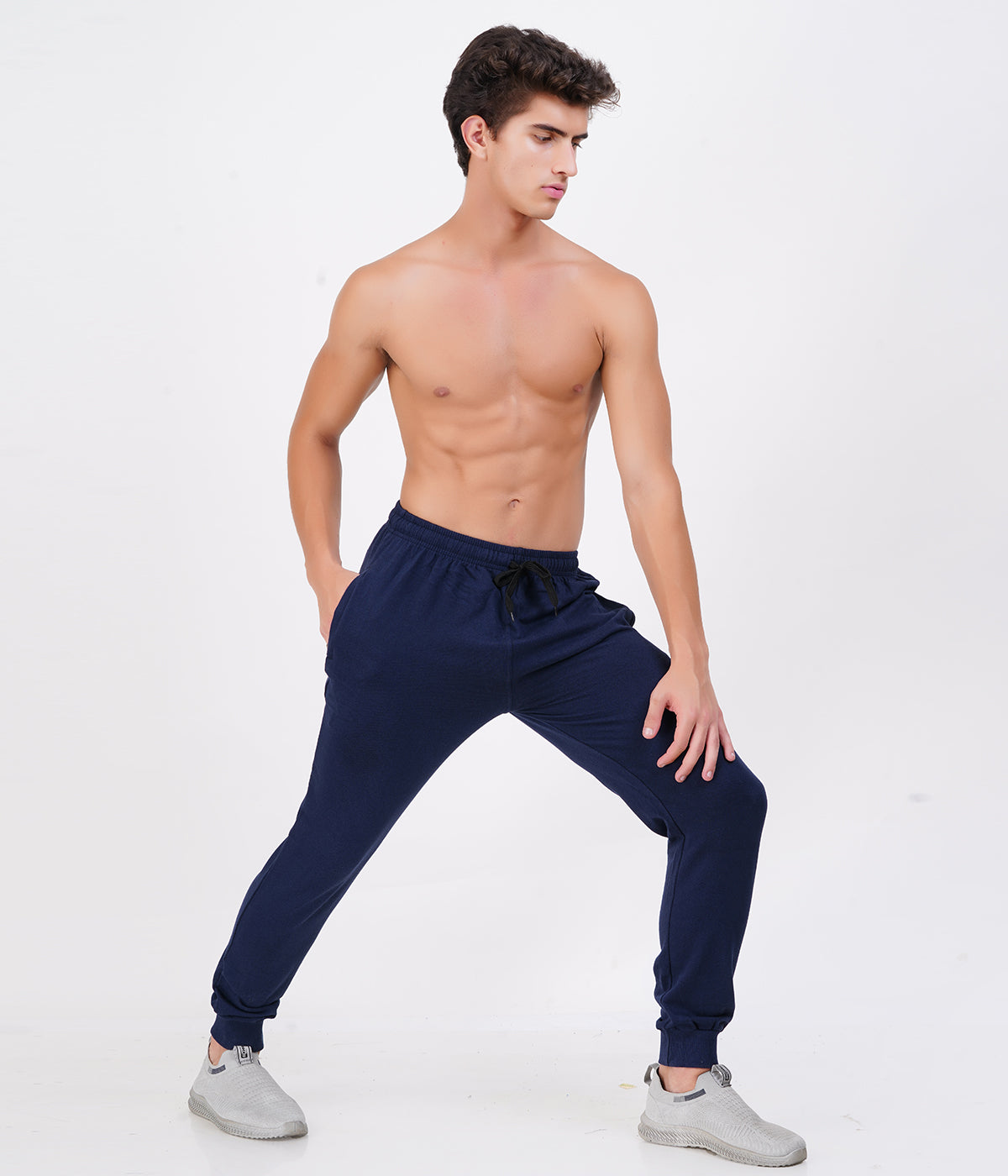 Navy Slim Fit Recycled Cotton Joggers for Men