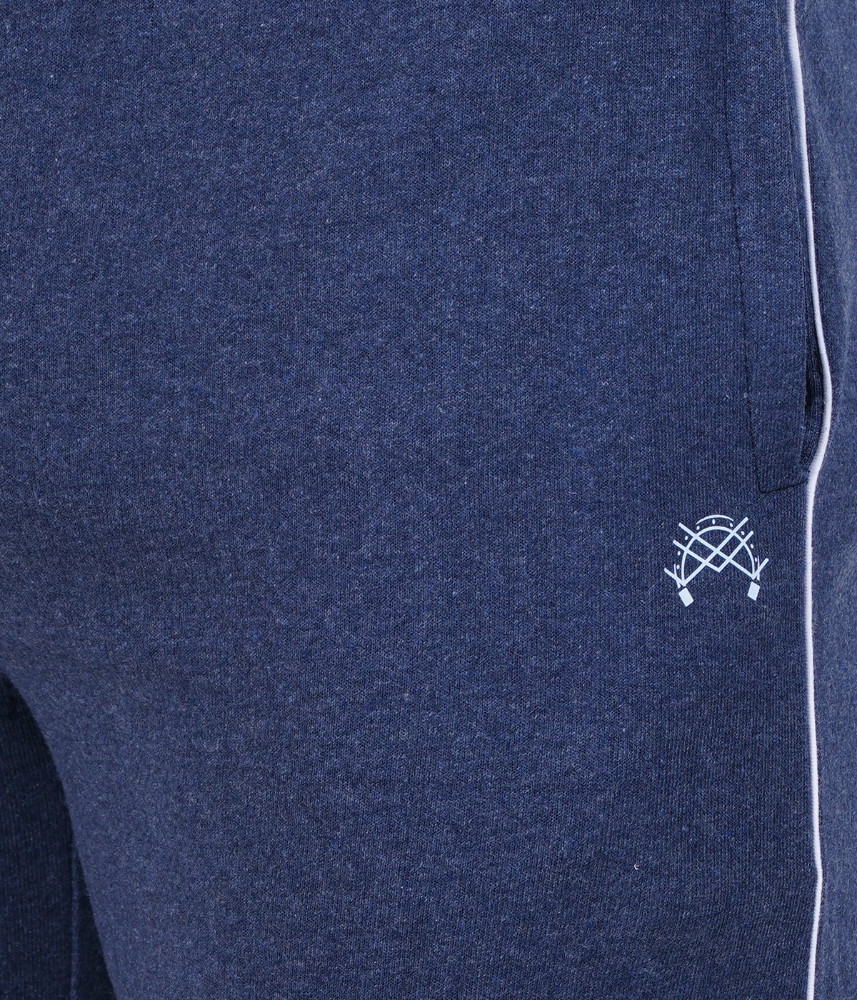 Men’s Navy Melange Basic Piping Shorts | 100% Recycled Cotton Loopknit Fabric