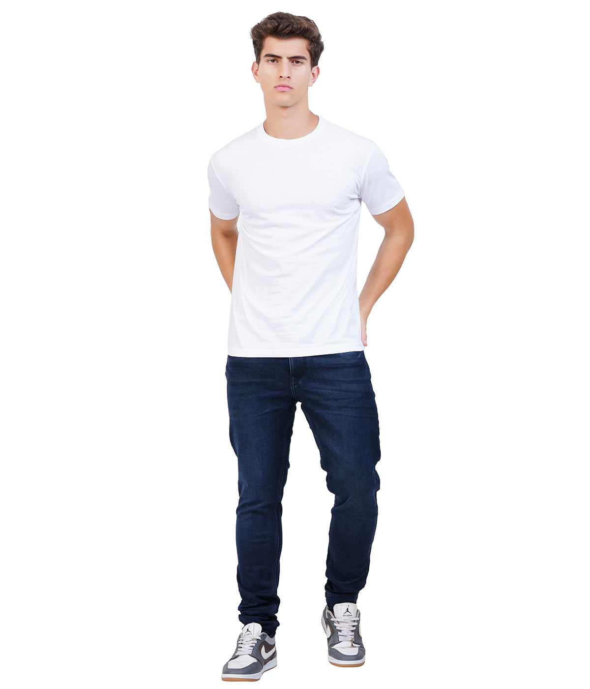 White Round Neck T-Shirt | 100% Cotton | Bio Wash Single Jersey | Regular Fit