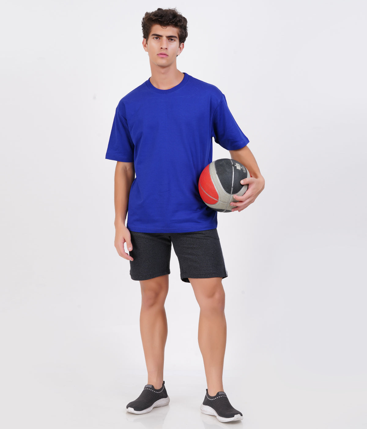 Men’s Charcoal Basic Piping Shorts | Recycled Cotton Loopknit | Soft Comfort Fit