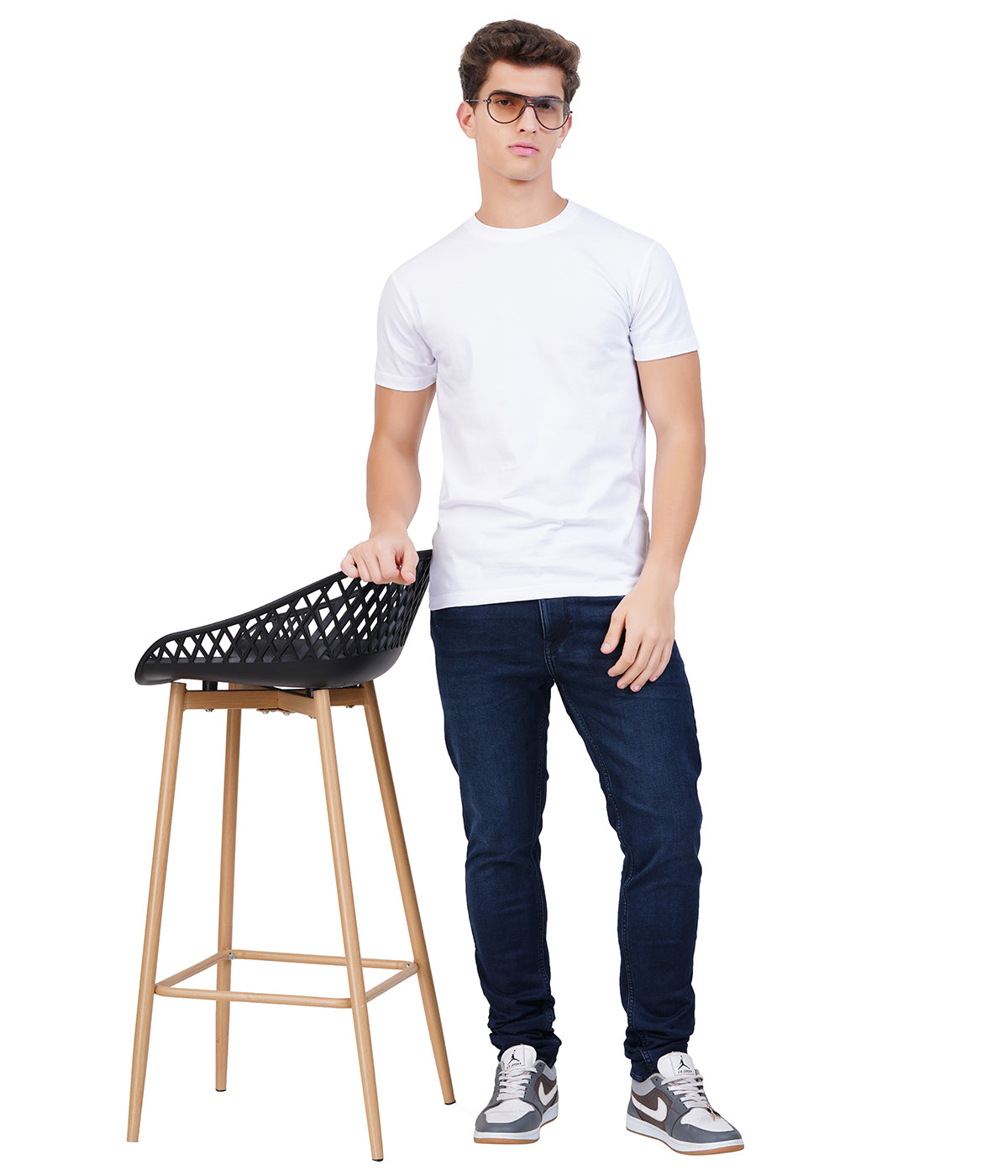 White Round Neck T-Shirt | 100% Cotton | Bio Wash Single Jersey | Regular Fit