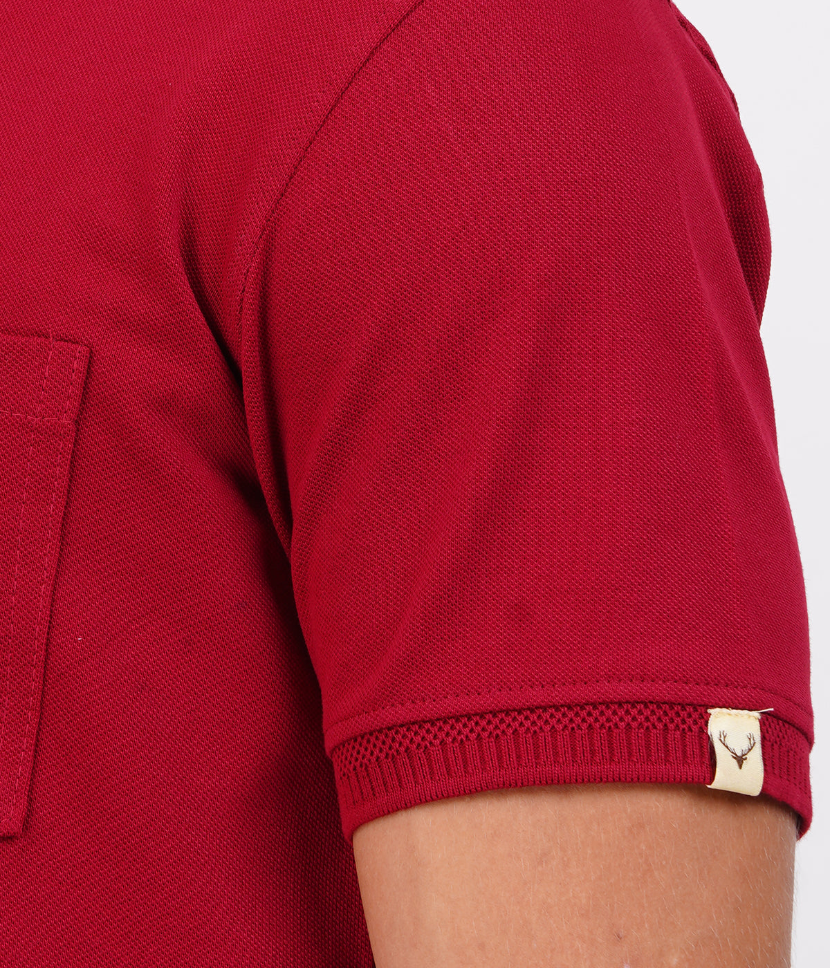 Men’s Maroon Cotton Collar T-Shirt with Pocket – Rich Bio-Wash Fabric