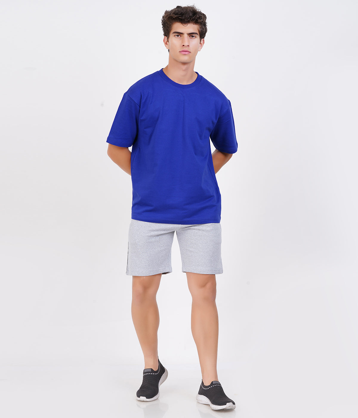 Men’s Grey Melange Basic Piping Shorts | 100% Recycled Cotton Loopknit 220 GSM