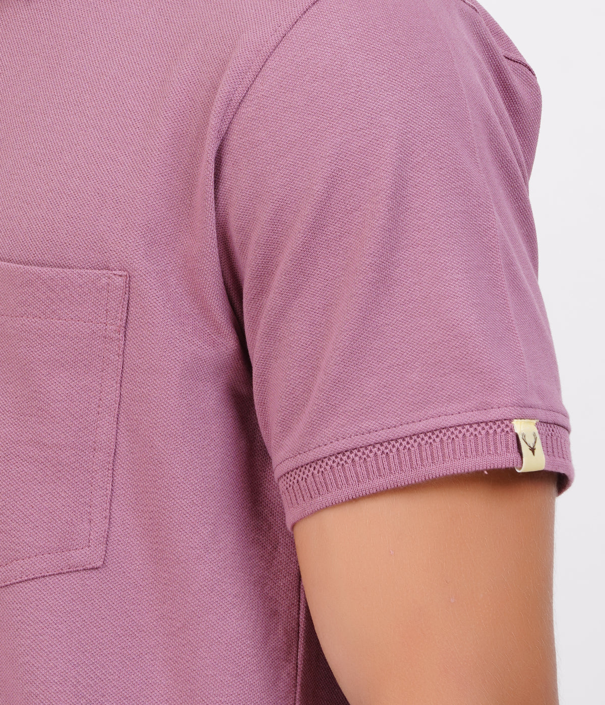 Men’s Light Purple Cotton Collar T-Shirt with Pocket – Soft Bio-Wash Fabric