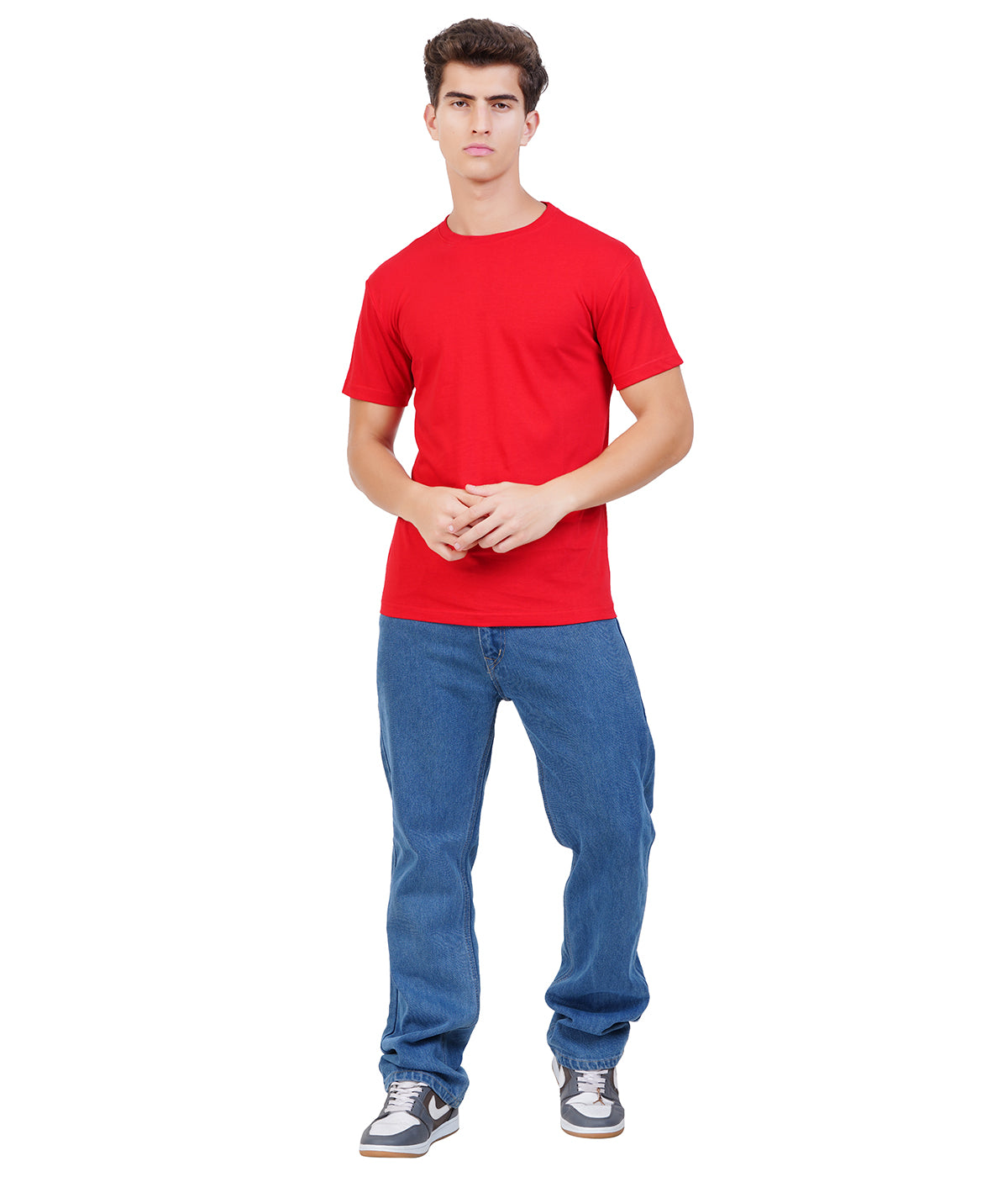 Men’s Classic Red Round Neck 100% Cotton T-Shirt – Regular Fit (Pack of 1)