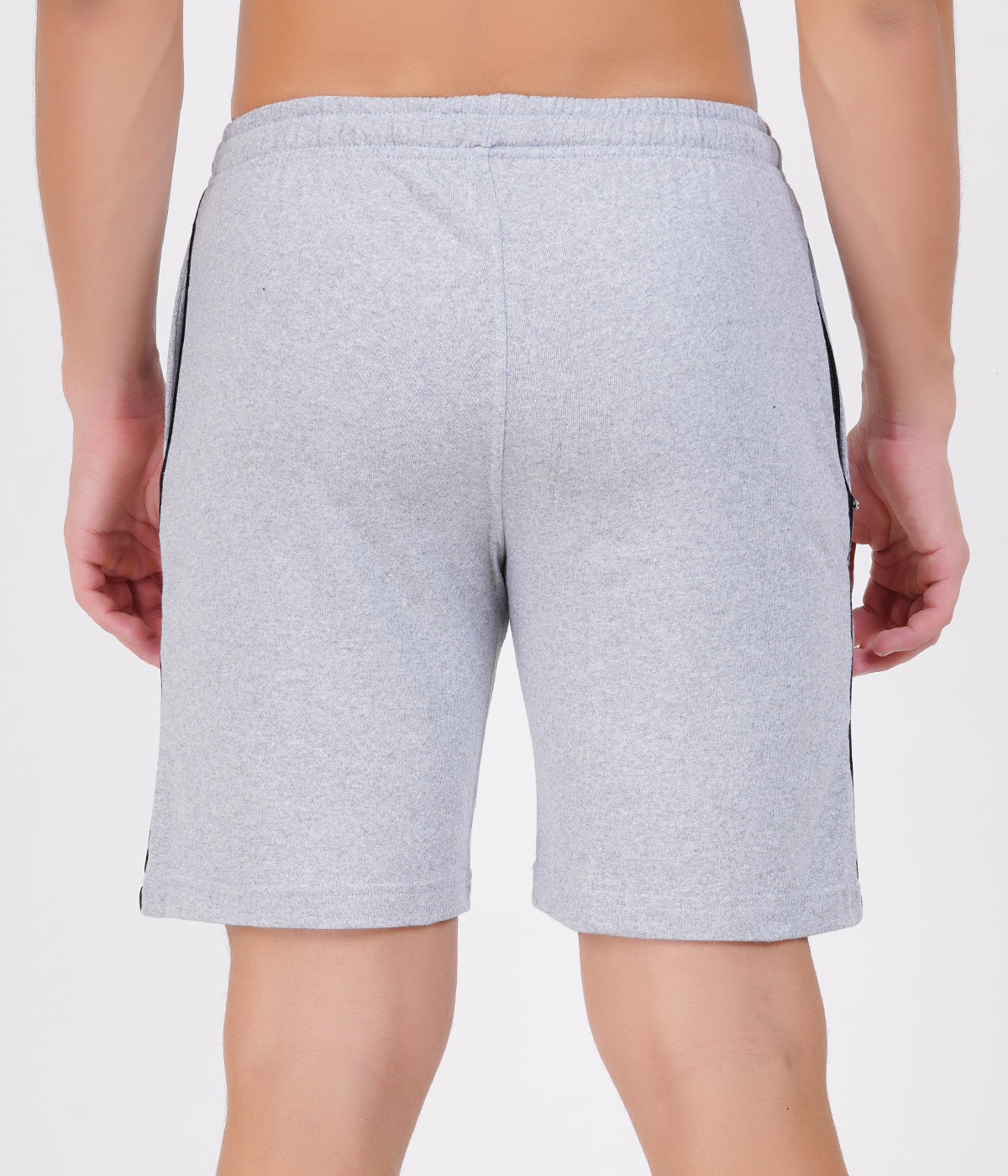 Men’s Grey Melange Basic Piping Shorts | 100% Recycled Cotton Loopknit 220 GSM