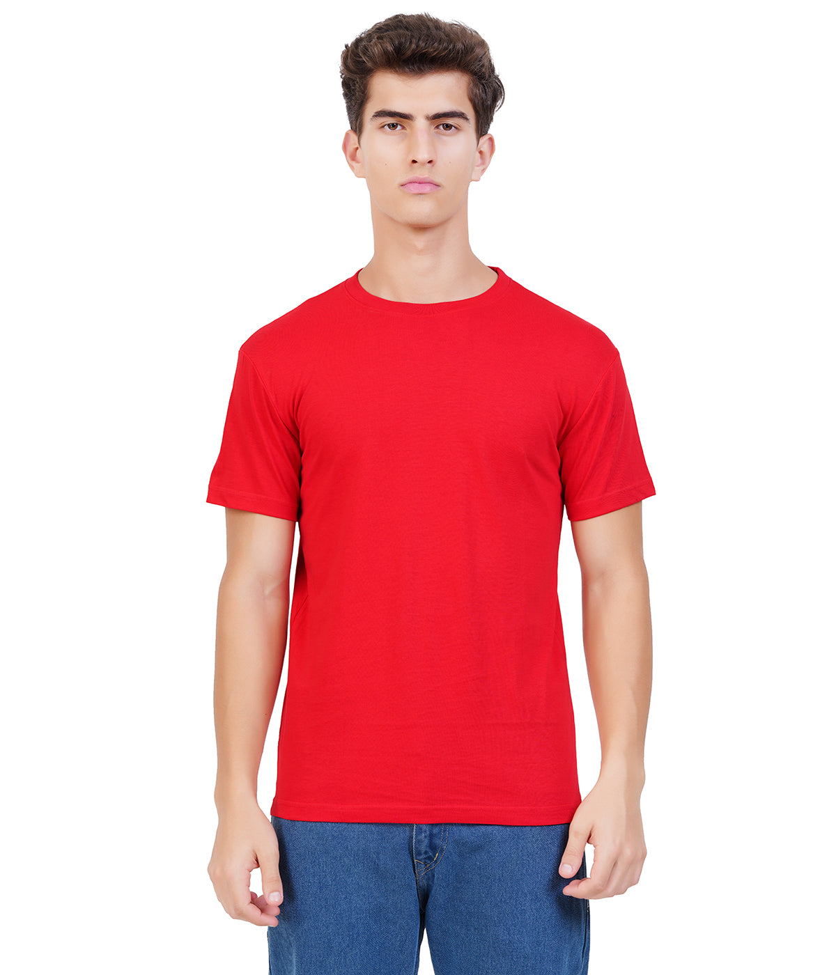 Men’s Classic Red Round Neck 100% Cotton T-Shirt – Regular Fit (Pack of 1)