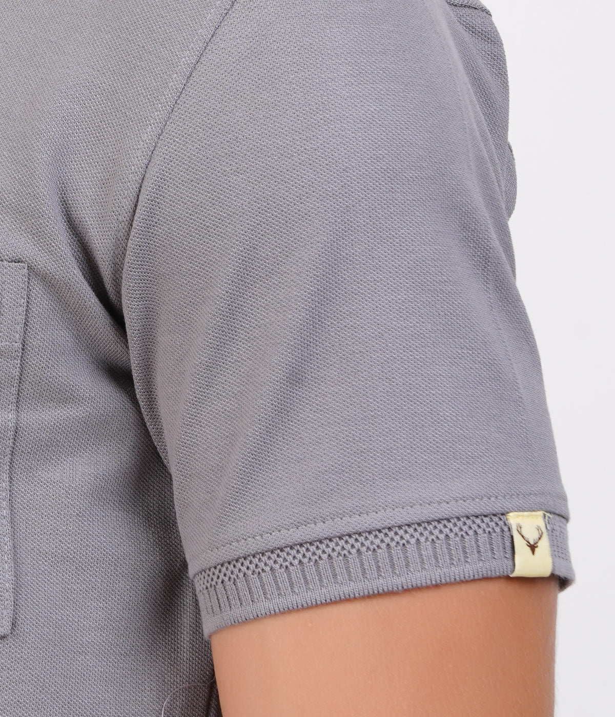 Men’s Grey Cotton Collar T-Shirt with Pocket – Classic Bio-Wash Style