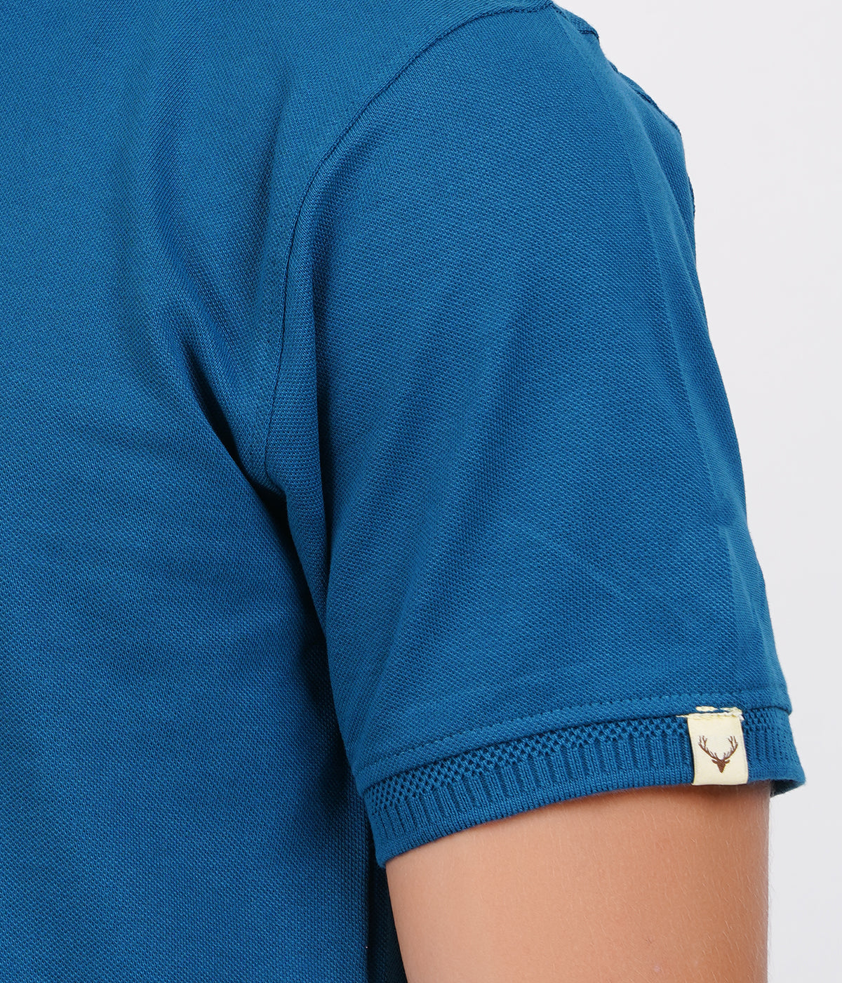 Men’s 100% Cotton Collar T-Shirt – Bio Wash Airtex, Regular Fit (Blue)