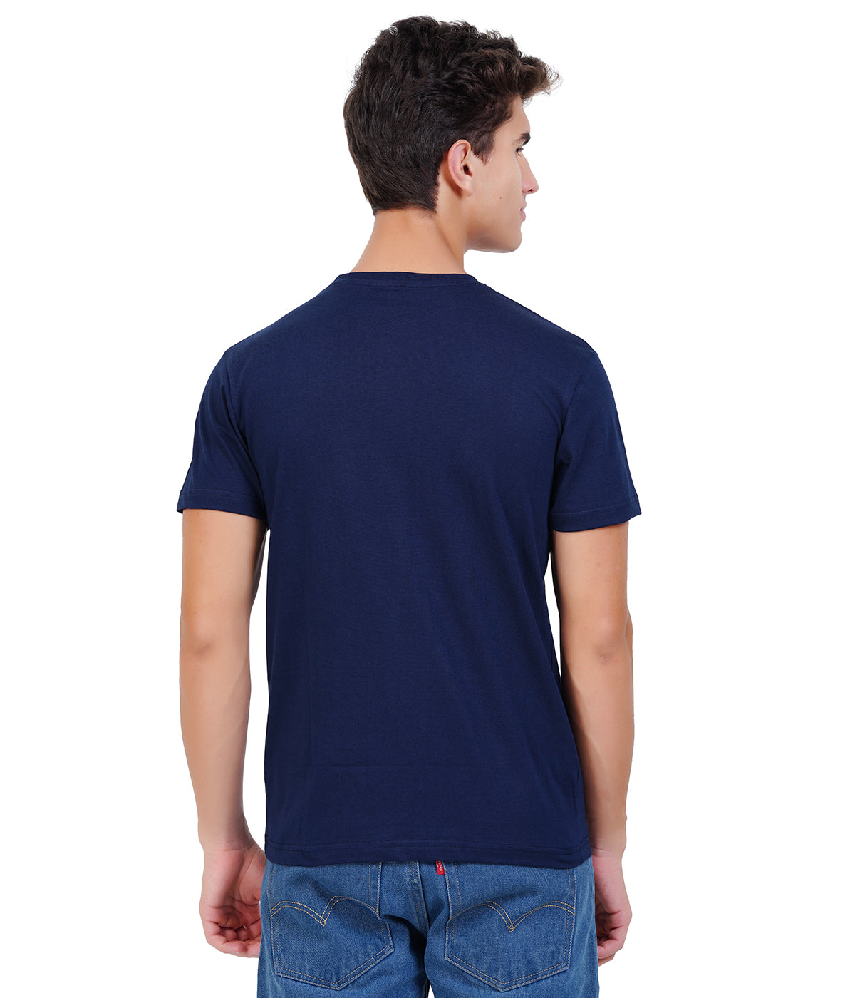 Navy Blue Round Neck T-Shirt | 100% Cotton | Bio Wash Single Jersey | Regular Fit