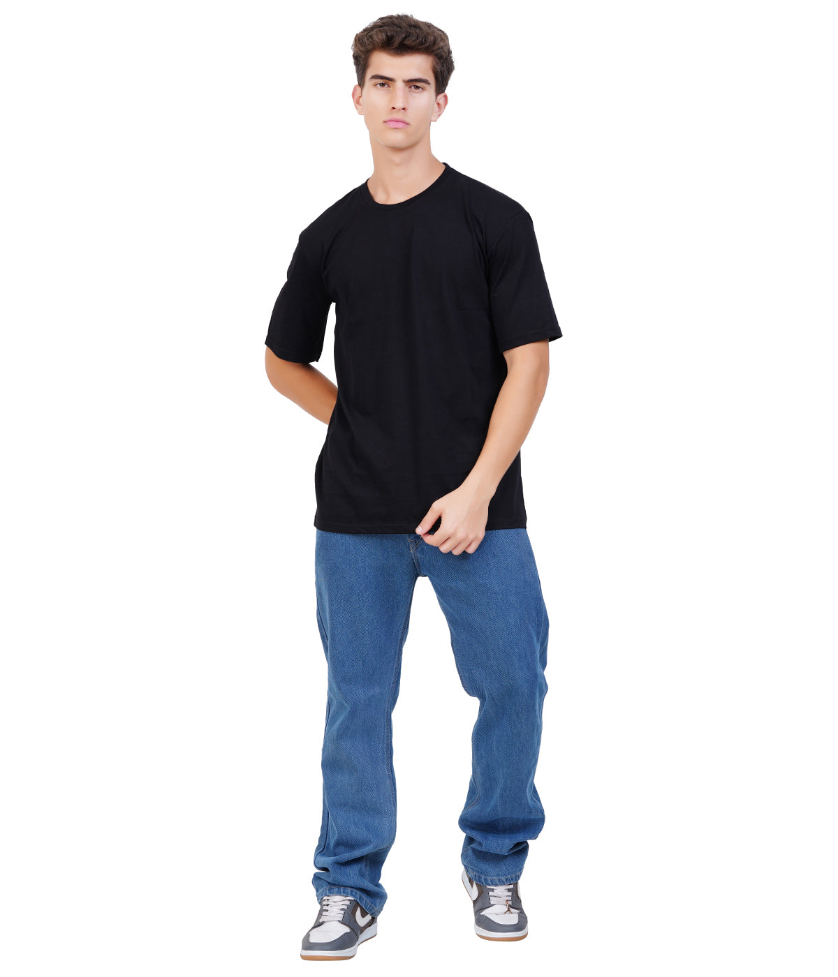 Black Round Neck T-Shirt – Regular Fit Single Jersey Cotton