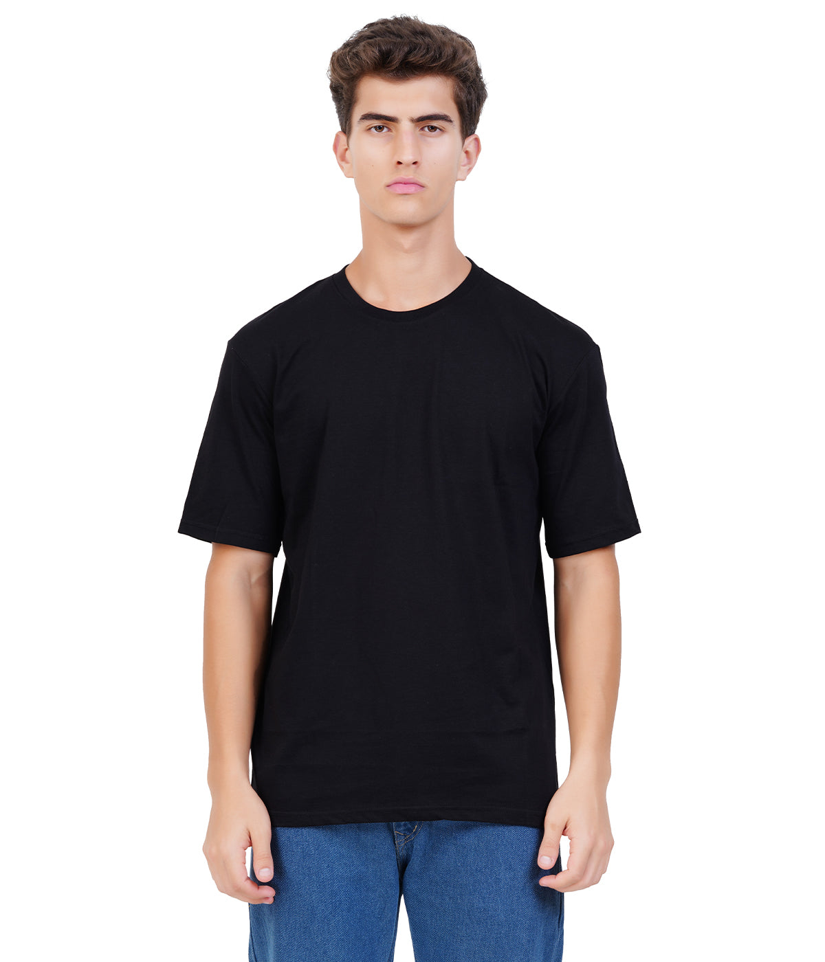 Black Round Neck T-Shirt – Regular Fit Single Jersey Cotton