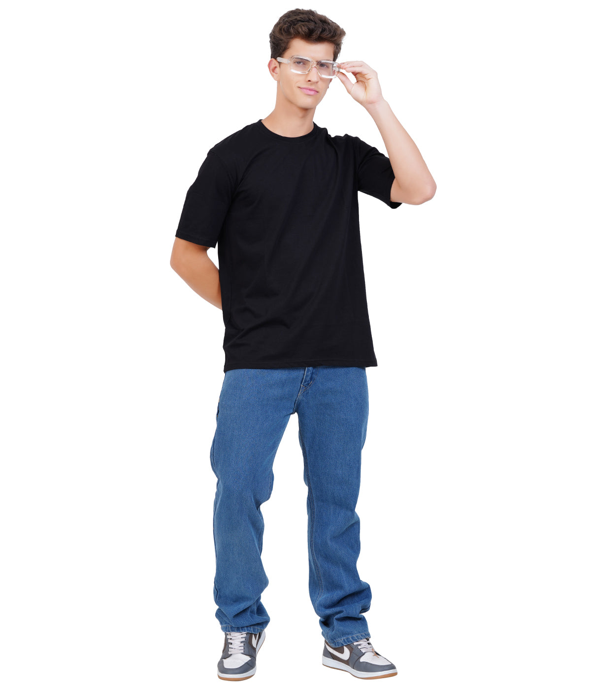 Black Round Neck T-Shirt – Regular Fit Single Jersey Cotton