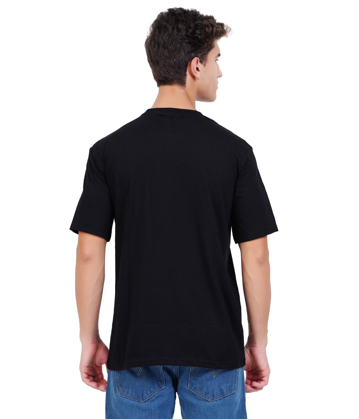 Black Round Neck T-Shirt – Regular Fit Single Jersey Cotton