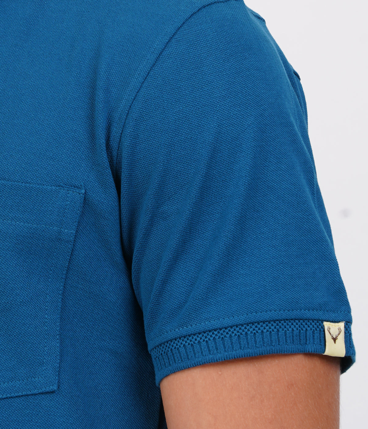 Men’s Blue Collar T-Shirt with Pocket – Soft Cotton Bio-Wash Fabric