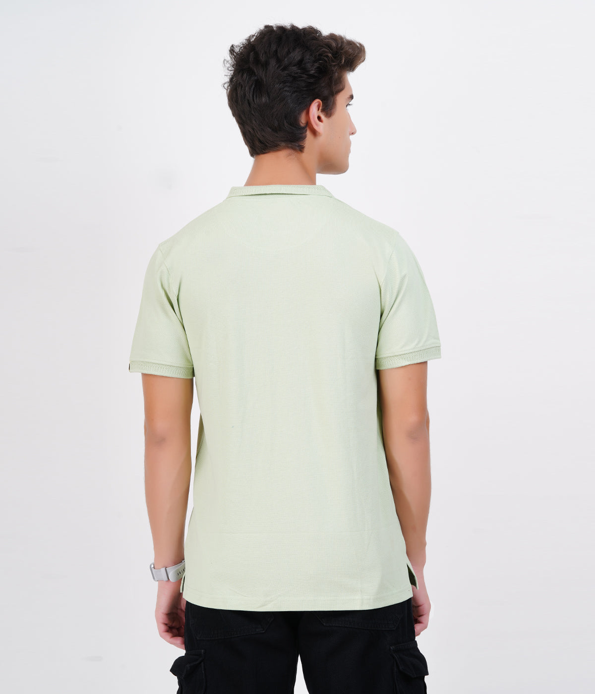 Men’s Lime Green Cotton Collar T-Shirt with Pocket – Bio-Wash Comfort Wear