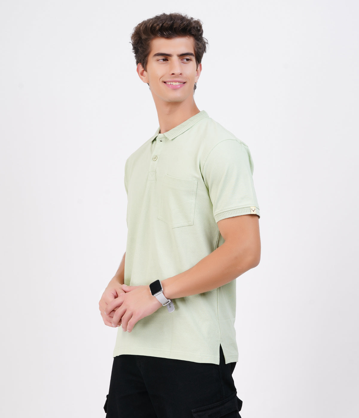Men’s Lime Green Cotton Collar T-Shirt with Pocket – Bio-Wash Comfort Wear