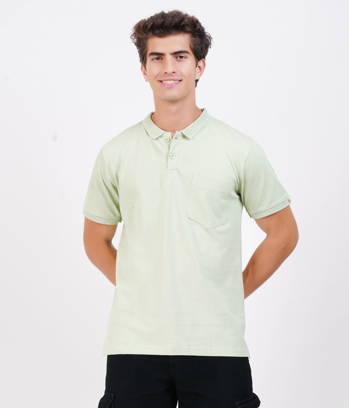 Men’s Lime Green Cotton Collar T-Shirt with Pocket – Bio-Wash Comfort Wear